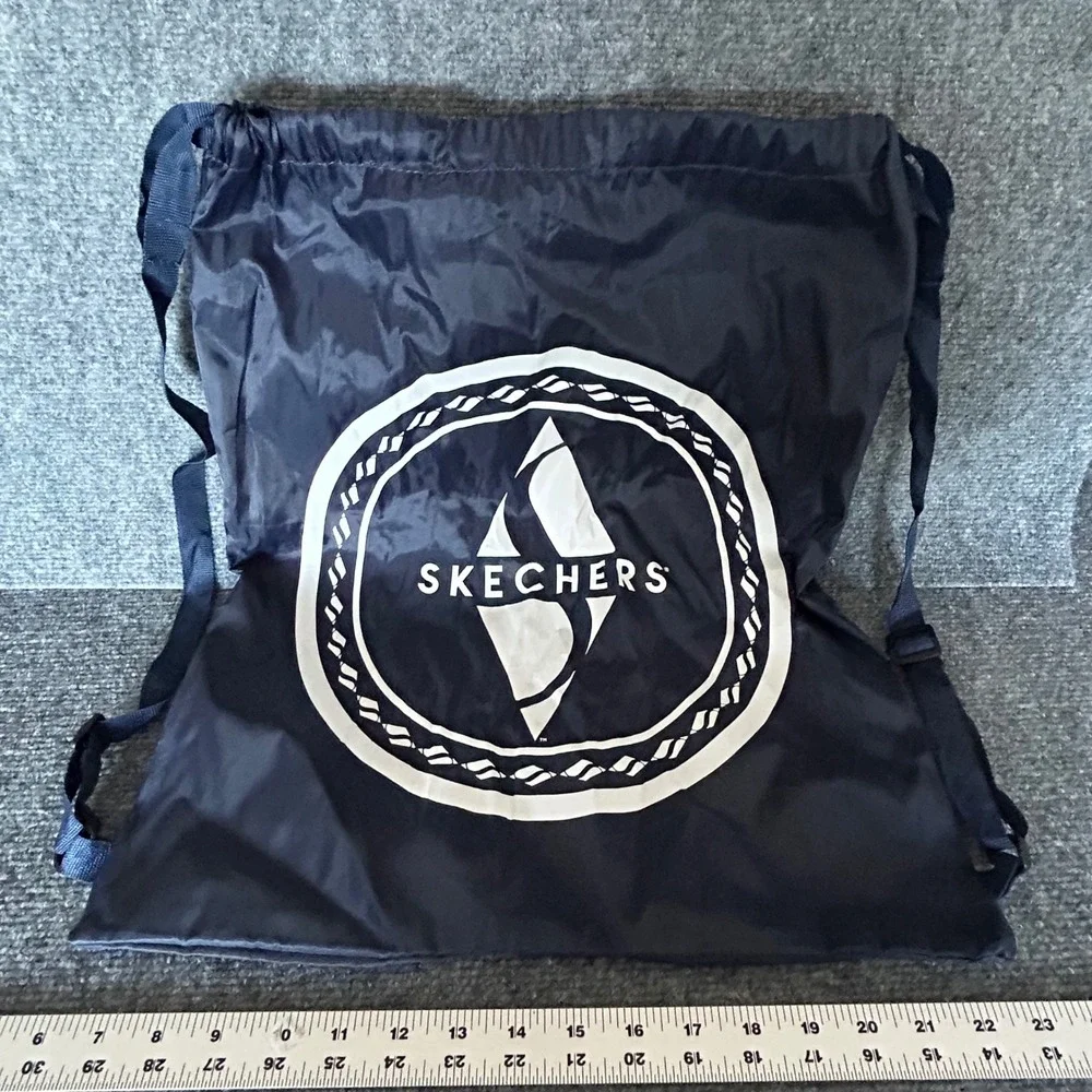 Skechers Drawstring Cinch Backpack Navy Blue Graphic Logo Gym Bag C41